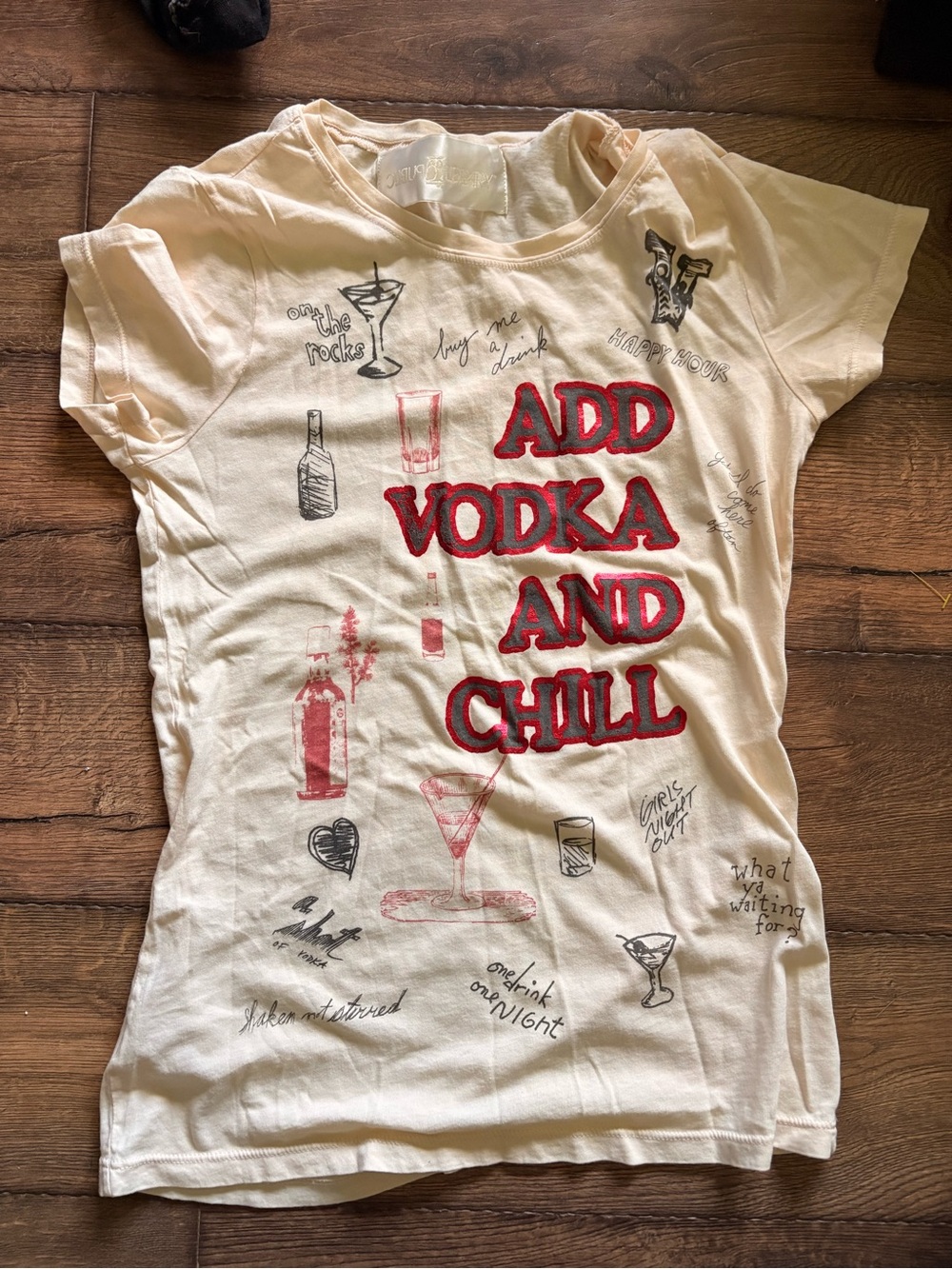 Add Vodka And Chill Graphic Tee - Cream/Red